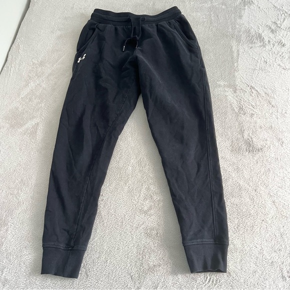 Under Armour Men's Small‎ Black Jogger Sweatpants Tapered Fit Drawstring Fleece - Picture 1 of 9